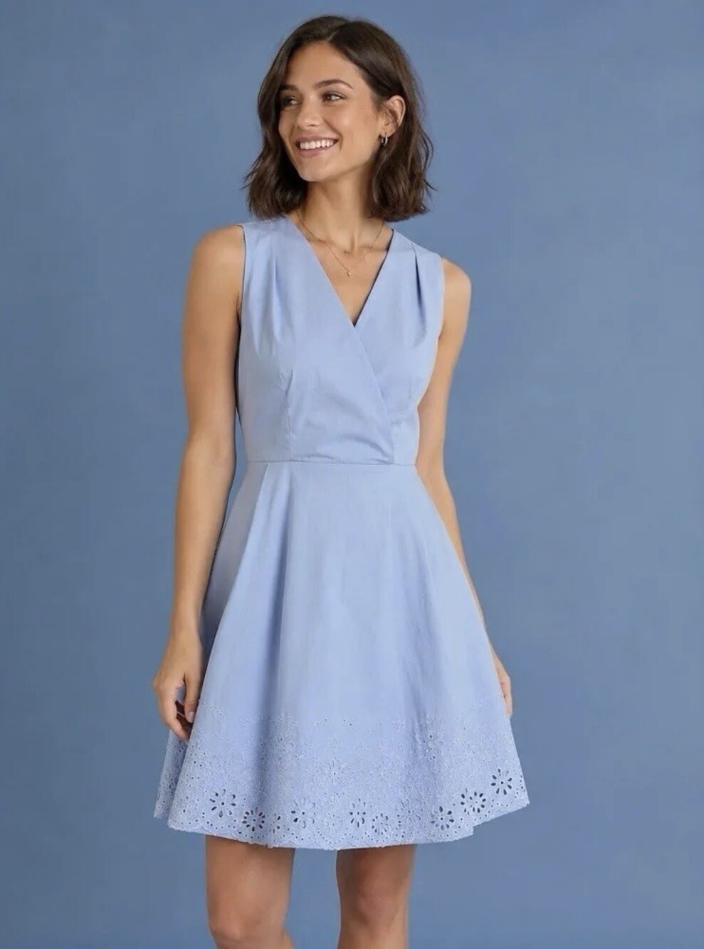 Calypso St. Barth Eyelet Embroidered Faux-Wrap Dress Medium Boho Luxe coastal - Picture 1 of 13